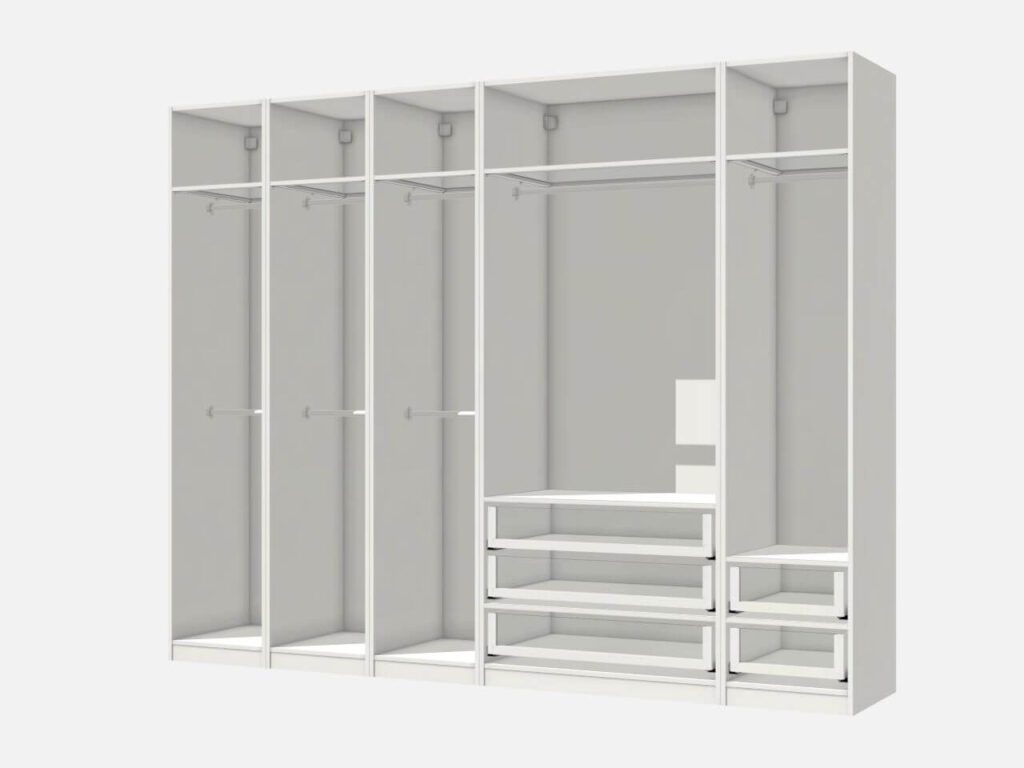 IKEA pax rendition of master closet